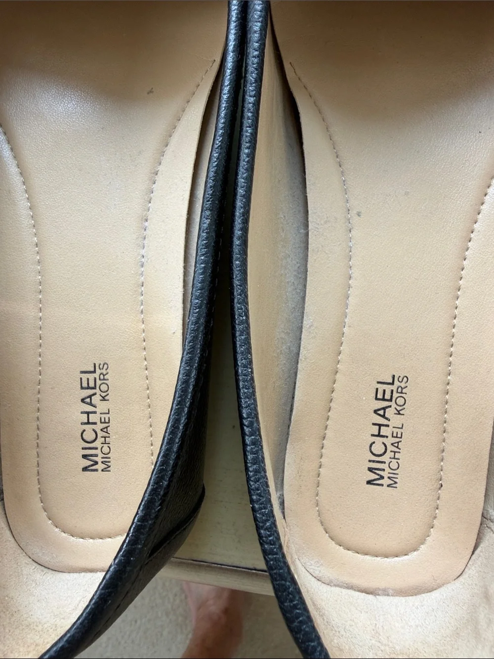 Michael Kors Black Leather Moccasin Loafers with Silver MK Accent Size 7.5